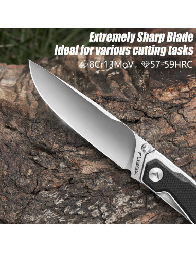 Cuchillo de bolsillo FLISSA plegable 8Cr13MoV 18.8 cm negro