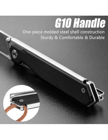 Cuchillo de bolsillo FLISSA plegable 8Cr13MoV 18.8 cm negro
