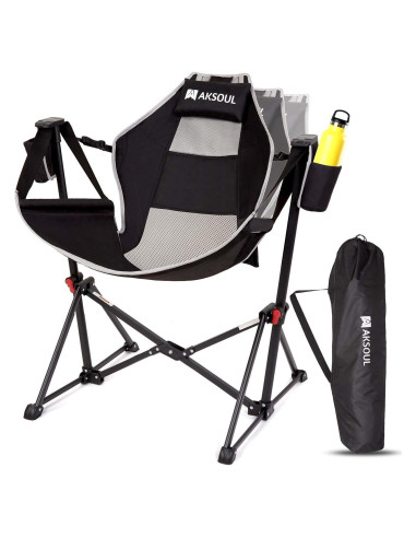Silla Colgante Plegable AKSOUL para Camping - 120 kg - Negro