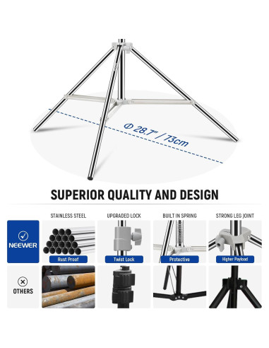 Soporte de Luz Plegable NEEWER ST-190SS 190cm Acero Inoxidable