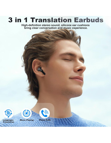 Auriculares Traductores de Idiomas Exsulity - Negro, 144 Idiomas, Bluetooth