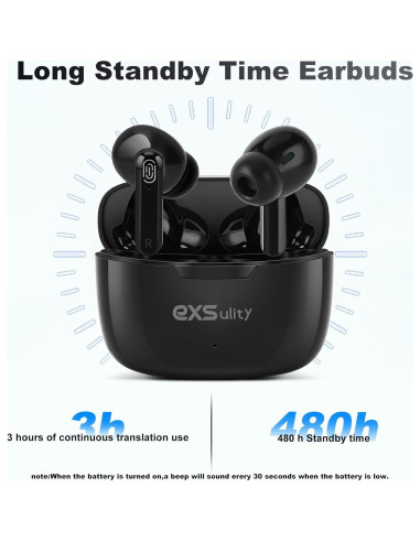 Auriculares Traductores de Idiomas Exsulity - Negro, 144 Idiomas, Bluetooth