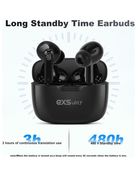 Auriculares Traductores de Idiomas Exsulity - Negro, 144 Idiomas, Bluetooth Auriculares Traductores de Idiomas Exsulity - Negro, 144 Idiomas, Bluetooth