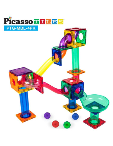 PicassoTiles 4 Piezas Canicas para Pistas Magnéticas 3D