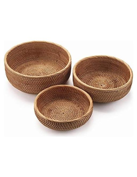 Juego de 3 Canastas de Almacenamiento YANGQIHOME Rattan Natural Juego de 3 Canastas de Almacenamiento YANGQIHOME Rattan Natural