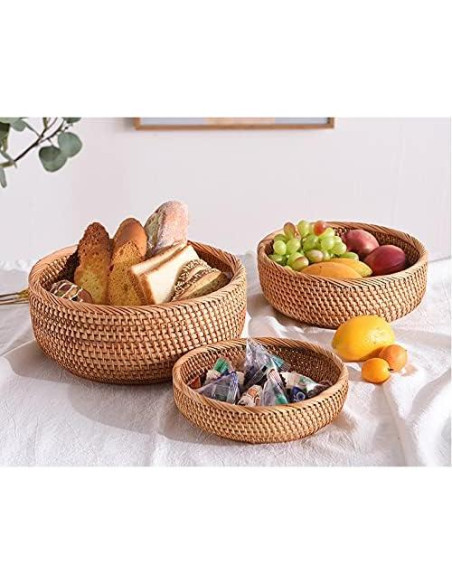 Juego de 3 Canastas de Almacenamiento YANGQIHOME Rattan Natural Juego de 3 Canastas de Almacenamiento YANGQIHOME Rattan Natural