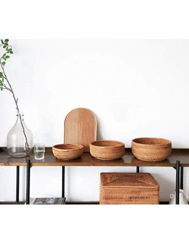 Juego de 3 Canastas de Almacenamiento YANGQIHOME Rattan Natural