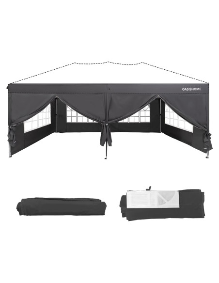 Pared Lateral Gazebo OASISHOME 10x20 ft Gris 6 Piezas Pared Lateral Gazebo OASISHOME 10x20 ft Gris 6 Piezas
