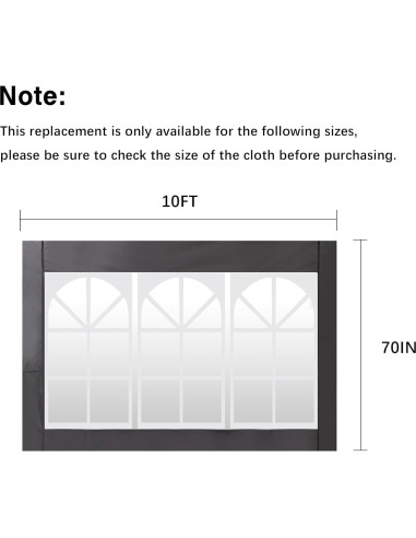 Pared Lateral Gazebo OASISHOME 10x20 ft Gris 6 Piezas