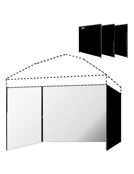 Paredes Laterales de Toldos MQoutdoor 3 Piezas 3.05x3.05m Negras Paredes Laterales de Toldos MQoutdoor 3 Piezas 3.05x3.05m Negras