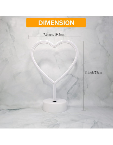 Luz LED Neon Corazón VIFULIN Azul 30.48 cm Recargable