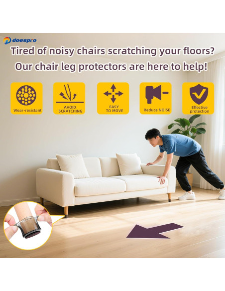 Protectores de patas de silla 24Pack 1 doespro Antideslizantes Protectores de patas de silla 24Pack 1 doespro Antideslizantes