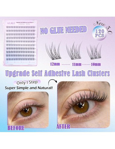 Pestañas Autoadhesivas ALICE 10-12mm Reutilizables 120pcs
