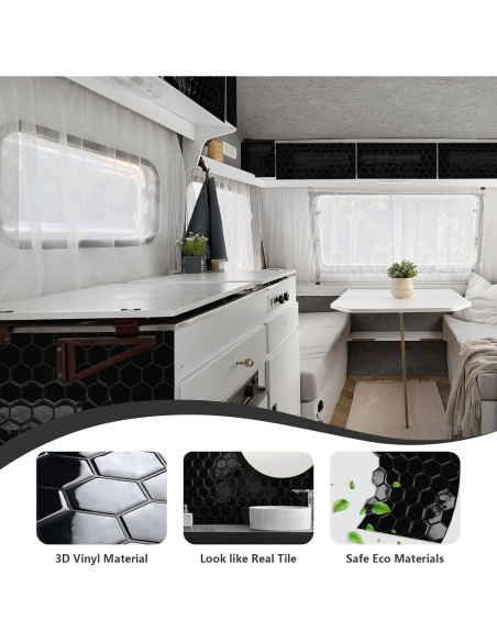 Azulejo Hexagonal Autoadhesivo MOONFUN Negro 30.48x30.48 cm - 10 Hojas Azulejo Hexagonal Autoadhesivo MOONFUN Negro 30.48x30.48 cm - 10 Hojas