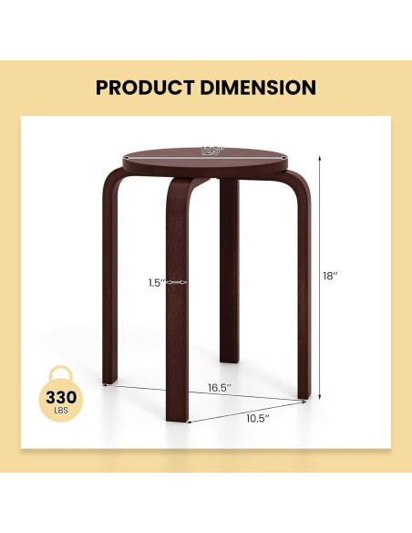 Juego de 4 Taburetes Apilables de Madera CHEFJOY 45.72 cm Juego de 4 Taburetes Apilables de Madera CHEFJOY 45.72 cm