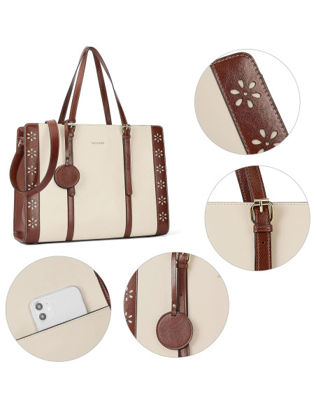 Bolsa de Laptop BOSTANTEN para Mujeres 15.6" Cuero Vintage Bolsa de Laptop BOSTANTEN para Mujeres 15.6" Cuero Vintage