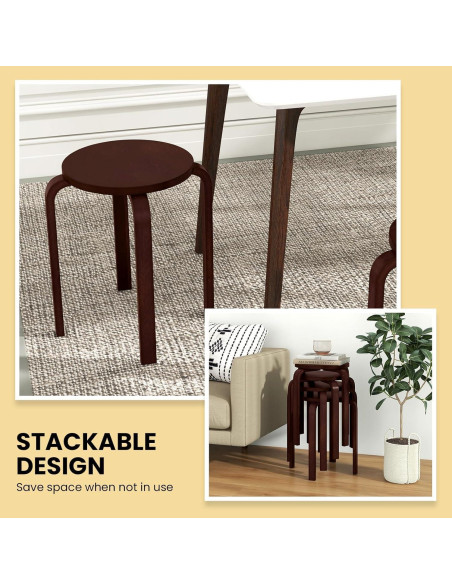 Juego de 4 Taburetes Apilables de Madera CHEFJOY 45.72 cm Juego de 4 Taburetes Apilables de Madera CHEFJOY 45.72 cm