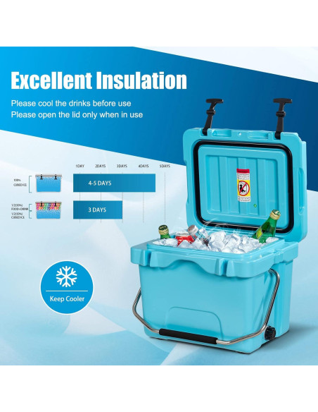 Enfriador de Hielo COSTWAY 16 Cuartos Azul Aislado Portátil Enfriador de Hielo COSTWAY 16 Cuartos Azul Aislado Portátil