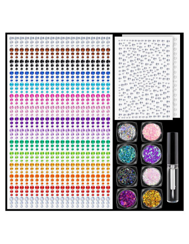 Juego de Gemas Faciales y Brillo Grueso BLLEBOOST 1550 Pcs