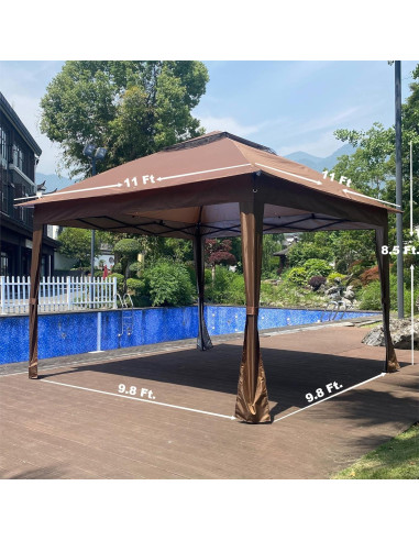 Gazebo Pop Up 3x3m SPOFLYINN con Techo Doble y Malla