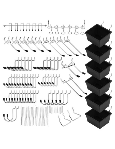 Juego de Ganchos para Tablero SEDY 121 Piezas Metal Negro Juego de Ganchos para Tablero SEDY 121 Piezas Metal Negro