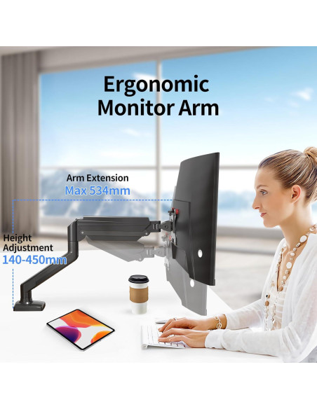 Soporte de Brazo para Monitor Único SUPTEK 13-32" Negro Soporte de Brazo para Monitor Único SUPTEK 13-32" Negro