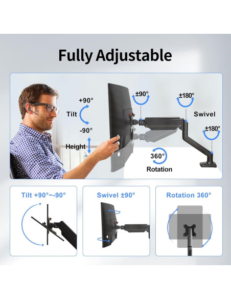 Soporte de Brazo para Monitor Único SUPTEK 13-32" Negro Soporte de Brazo para Monitor Único SUPTEK 13-32" Negro