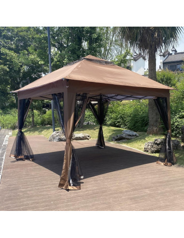 Gazebo Pop Up 3x3m SPOFLYINN con Techo Doble y Malla
