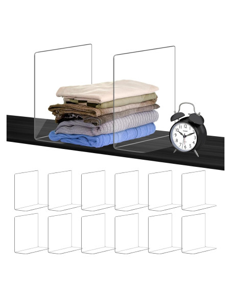 Divisores de Estante OKPOW 30.48 cm Acrílico Transparente - 12 Piezas Divisores de Estante OKPOW 30.48 cm Acrílico Transparente - 12 Piezas