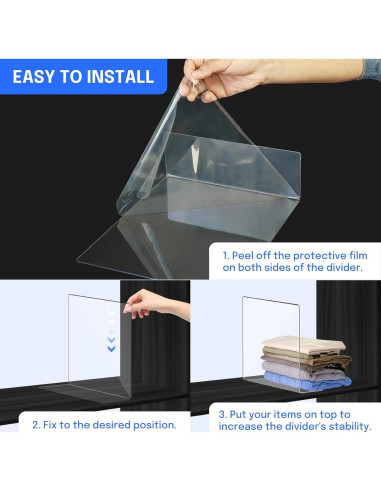 Divisores de Estante OKPOW 30.48 cm Acrílico Transparente - 12 Piezas