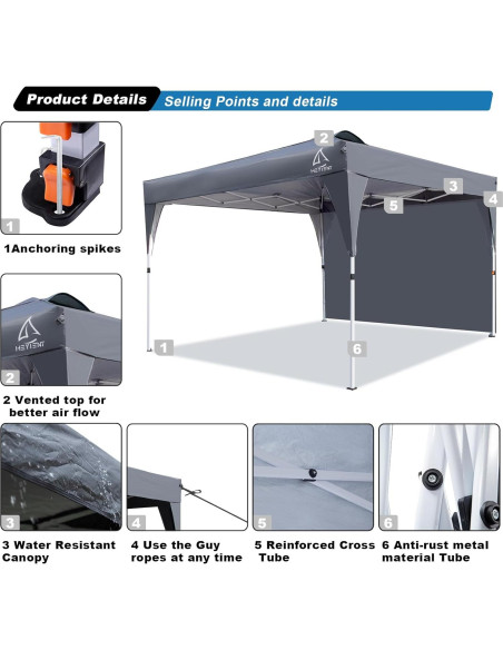 Carpa Plegable 3x3m HEYTENT Impermeable con Pared Lateral Carpa Plegable 3x3m HEYTENT Impermeable con Pared Lateral