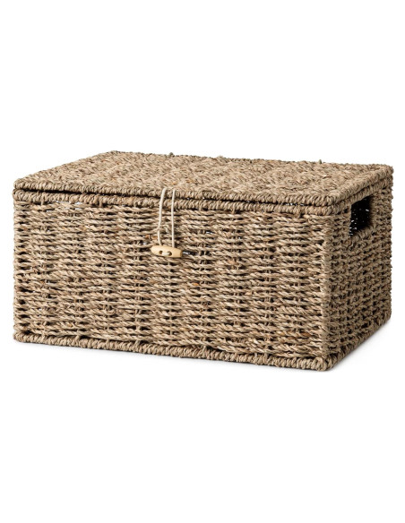 Cesta de Mimbre StorageWorks con Tapa 33x23x15.9 cm Natural Cesta de Mimbre StorageWorks con Tapa 33x23x15.9 cm Natural