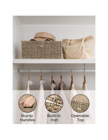 Cesta de Mimbre StorageWorks con Tapa 33x23x15.9 cm Natural