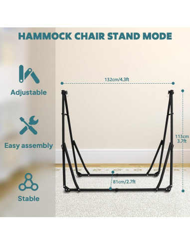 Hamaca y Silla Colgante Anyoo 2 en 1 con Soporte Plegable
