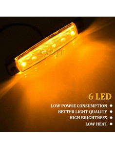 Luces LED de Tira PSEQT 10 Pcs Ámbar Impermeables 12V 2