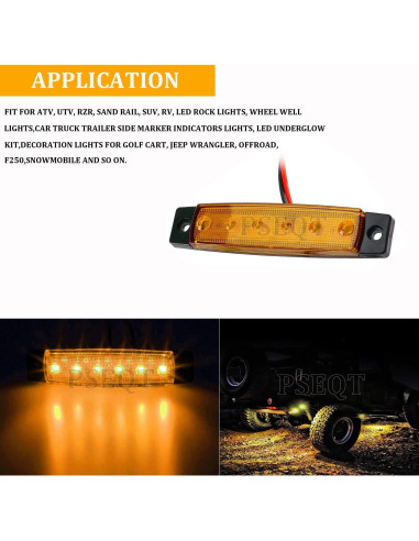 Luces LED de Tira PSEQT 10 Pcs Ámbar Impermeables 12V