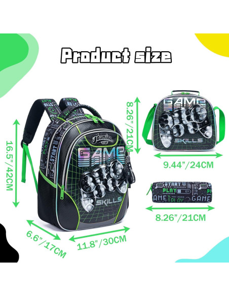 Mochila Escolar Niñas Verde Juego con Lonchera y Estuche Mochila Escolar Niñas Verde Juego con Lonchera y Estuche
