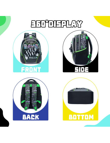 Mochila Escolar Niñas Verde Juego con Lonchera y Estuche