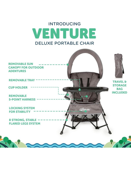 Silla Portátil Baby Delight Venture Gris con Capota Solar Silla Portátil Baby Delight Venture Gris con Capota Solar