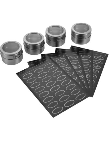 12 Tarros Magnéticos de Especias Sanvcomy - Acero Inoxidable