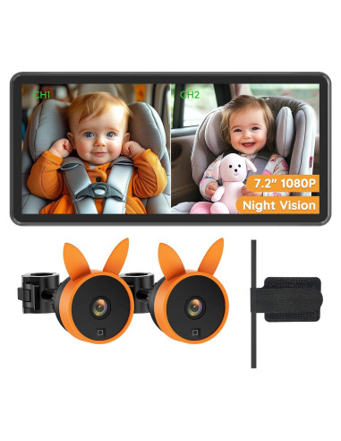 Cámara para Bebés BV3 PRO - Monitor HD 7.2" Doble Canal 1080P