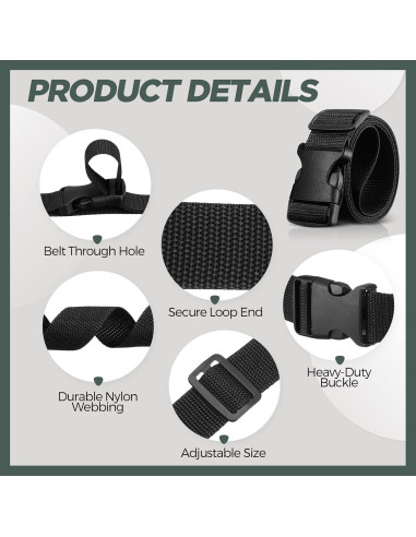 Cinturón Táctico Hicarer 20 Piezas Nylon Negro Ajustable