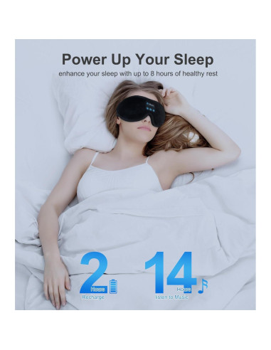 Máscara de Ojos Musical 3D Jiaao Bluetooth Ajustable Negro