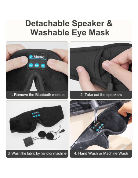 Máscara de Ojos Musical 3D Jiaao Bluetooth Ajustable Negro Máscara de Ojos Musical 3D Jiaao Bluetooth Ajustable Negro