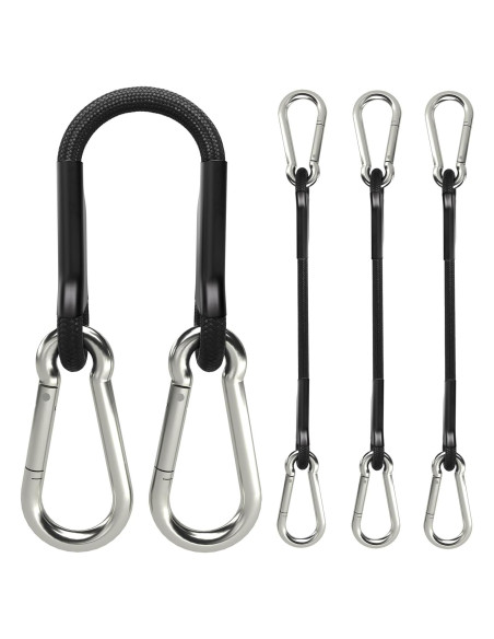Cuerdas Bungee Sprookber 20 cm con Mosquetón Acero Inoxidable - Juego de 4 Cuerdas Bungee Sprookber 20 cm con Mosquetón Acero Inoxidable - Juego de 4