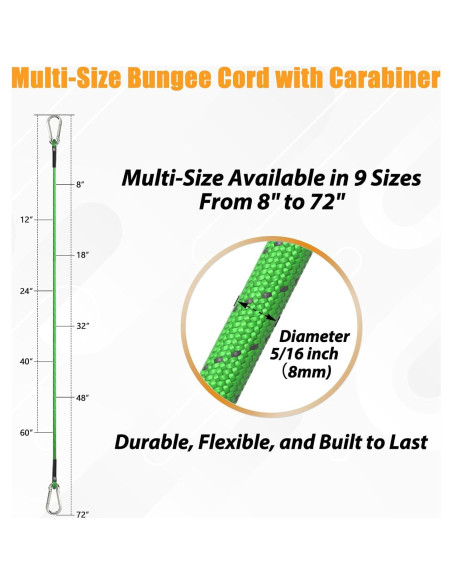 Cuerdas Bungee Sprookber 20 cm con Mosquetón Acero Inoxidable - Juego de 4 Cuerdas Bungee Sprookber 20 cm con Mosquetón Acero Inoxidable - Juego de 4