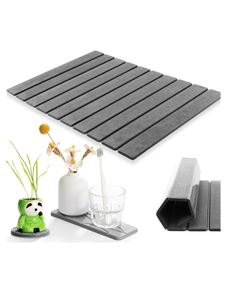Alfombrilla de Baño de Piedra KvyusFlourish 38x15 cm Gris Alfombrilla de Baño de Piedra KvyusFlourish 38x15 cm Gris