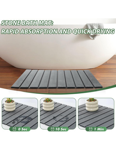 Alfombrilla de Baño de Piedra KvyusFlourish 38x15 cm Gris