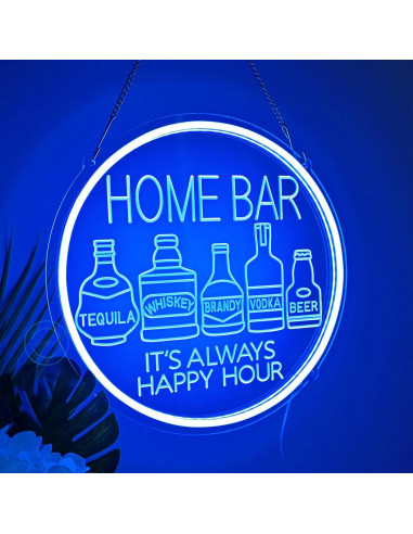 Luz de Neón Britrio Botella de Cerveza Azul 30x30cm USB