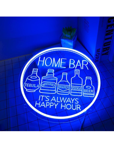 Luz de Neón Britrio Botella de Cerveza Azul 30x30cm USB